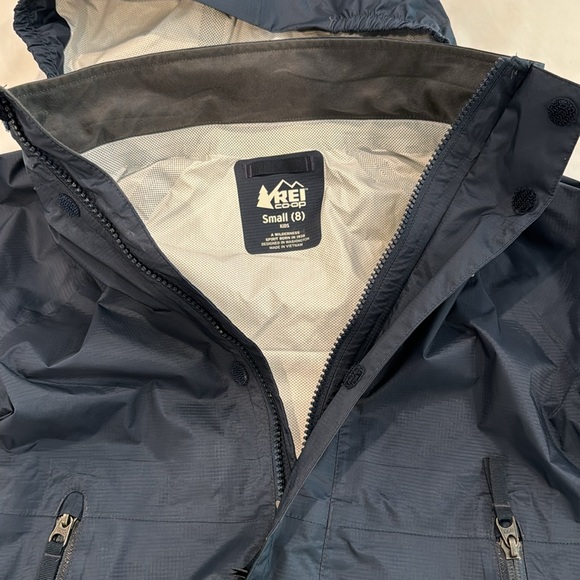 REI co-op kids size small navy blue windbreaker rainier rain jacket - Picture 5 of 11